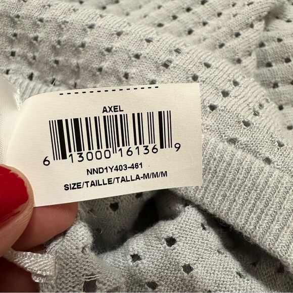 BCBGMAXAZRIA AXEL RUFFLE TRIM SLEEVELESS OPEN KNIT TOP BLOUSE LIGHT GRAY‎ MEDIUM - Picture 5 of 9